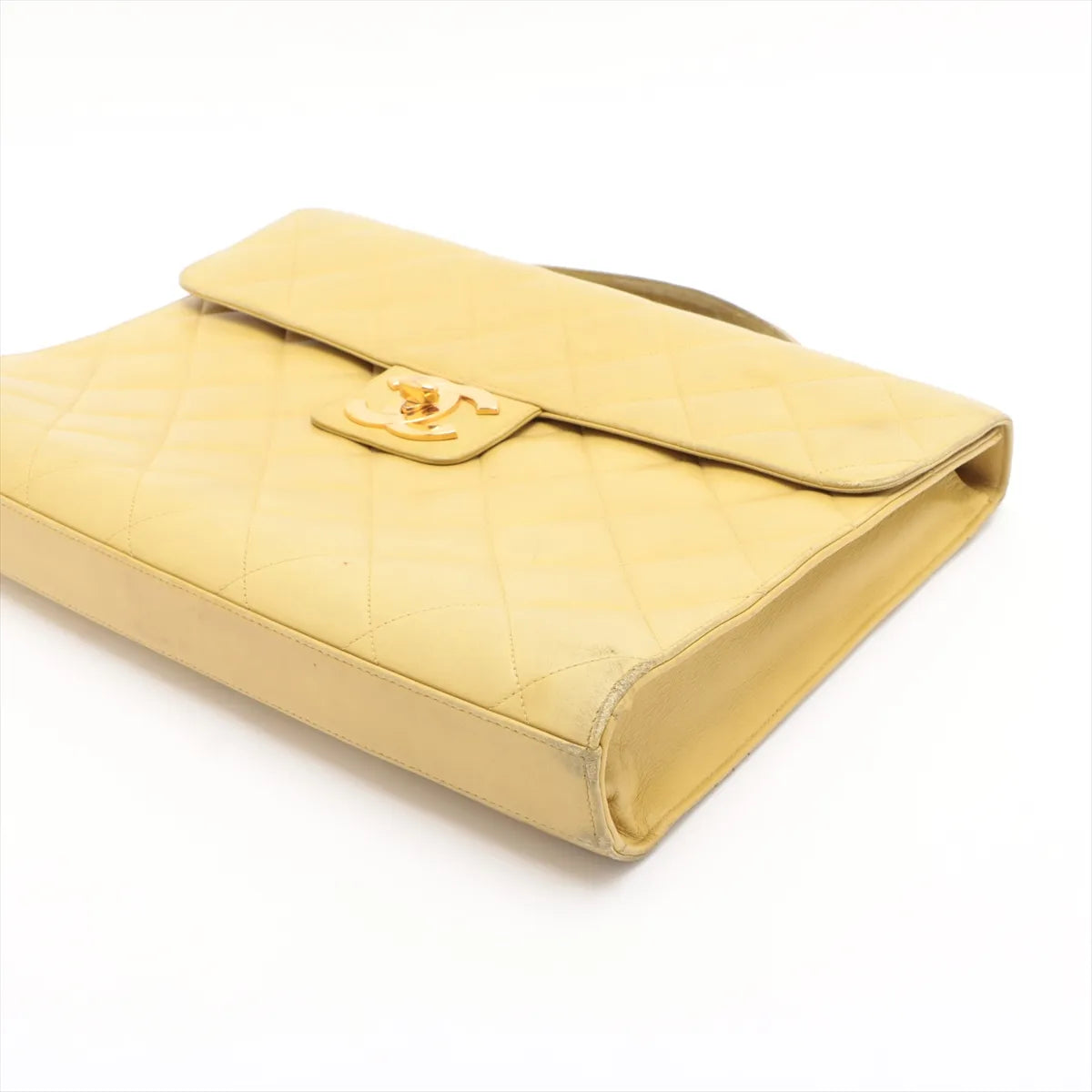 Chanel CC Logo Matelasse Lambskin Business Bag Yellow