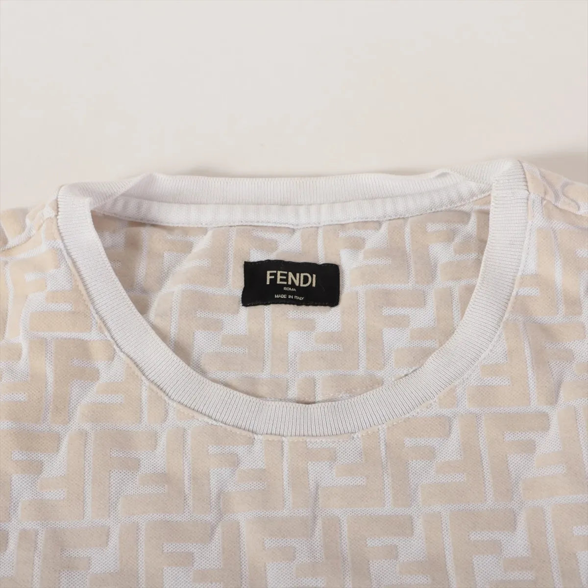 Fendi Zucca Cotton T-shirt White x Beige