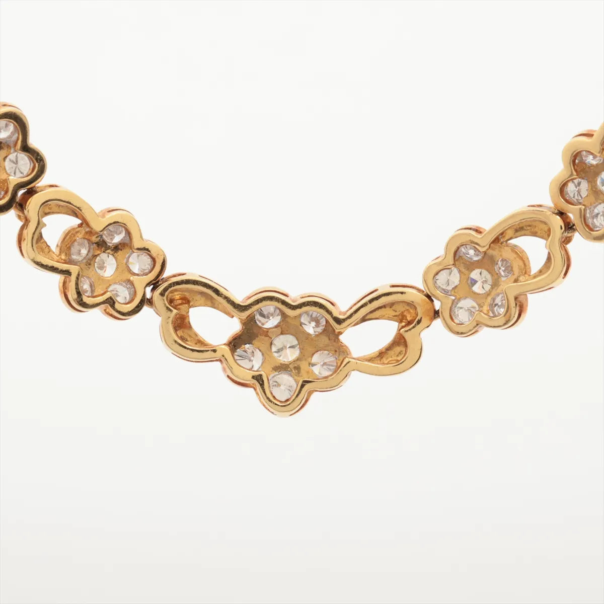 Diamond Flower Station Necklace Yellow Gold