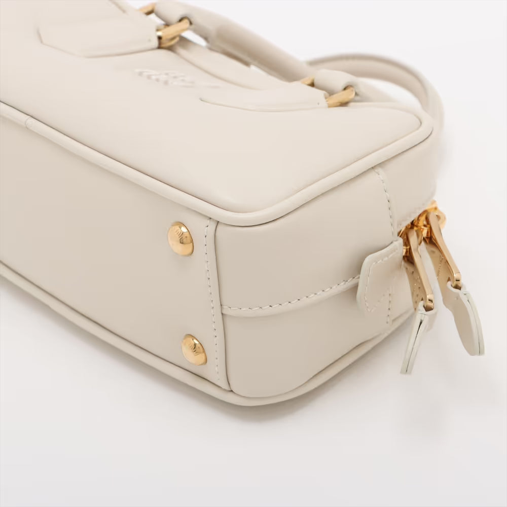Miu Miu Arcadie Leather Two-Way Handbag White