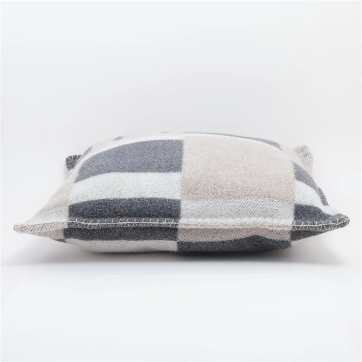 Hermès Avalon Bayadère Wool & Cashmere Cushion Gray x Beige