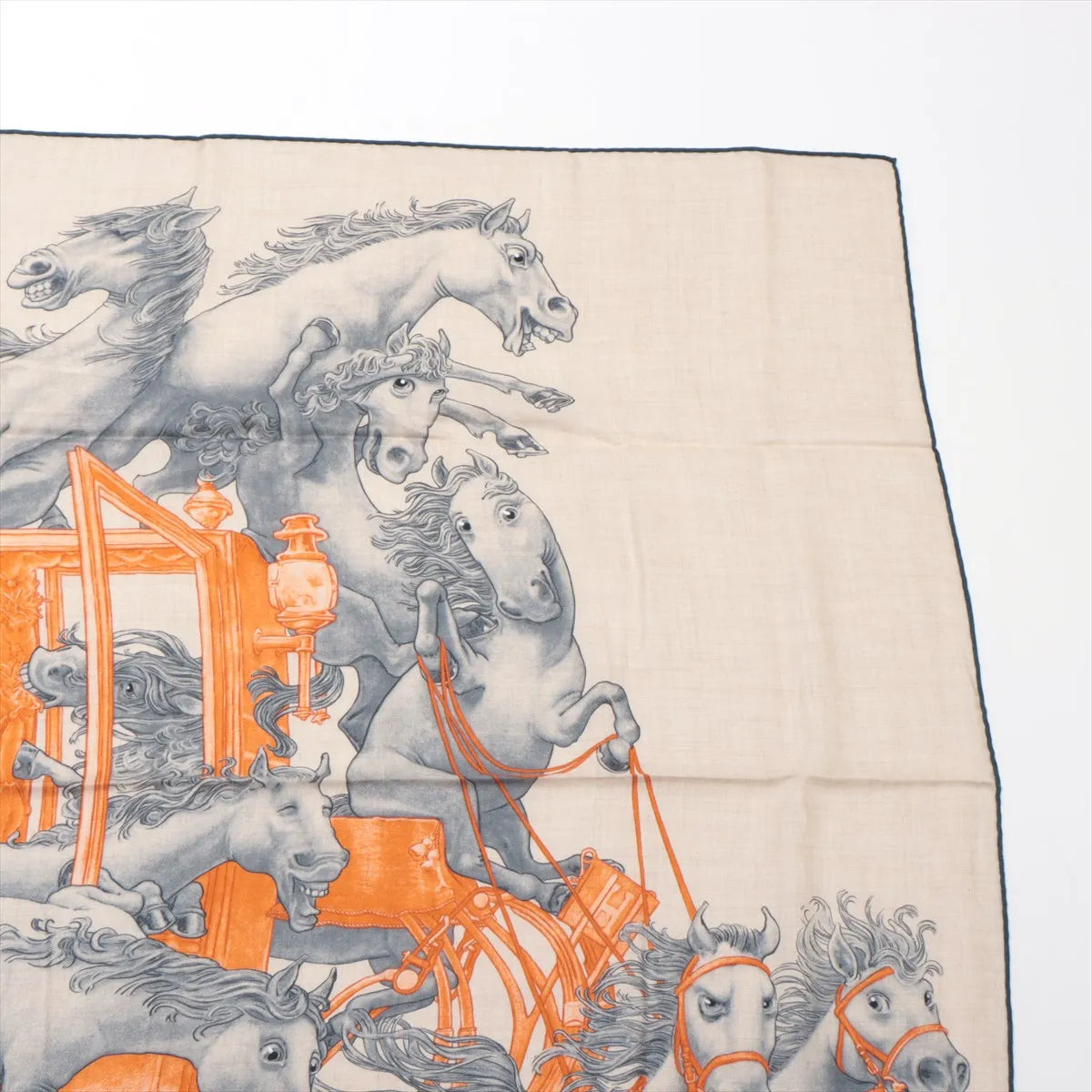 Hermès Carré 100 Grand Carrosse Royal Scarf Beige x Orange