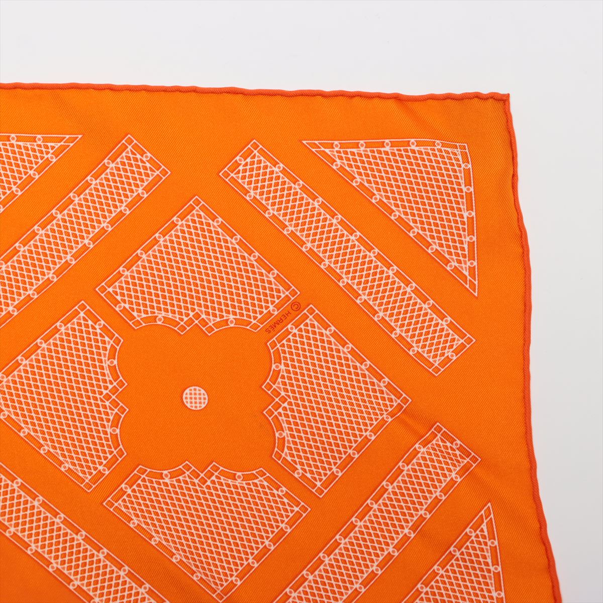 Hermes Sellier Serie Silk Scarf  Orange