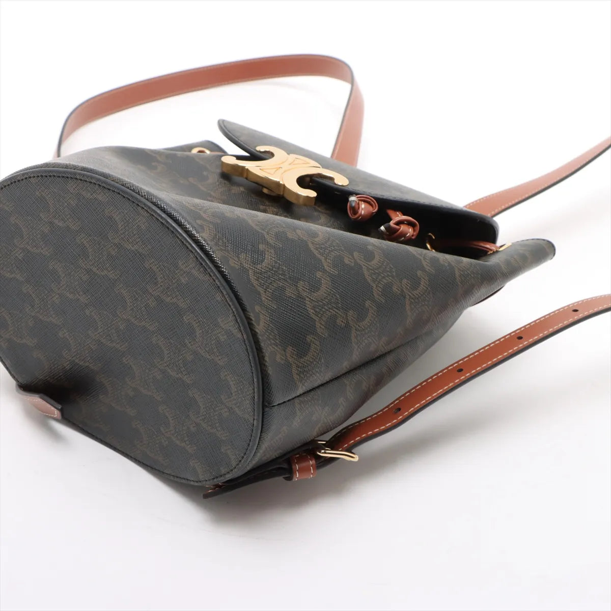 Celine Triomphe Bonnie Leather Backpack Brown