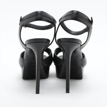 Load image into Gallery viewer, Saint Laurent Paris Leather Heel Sandals Black