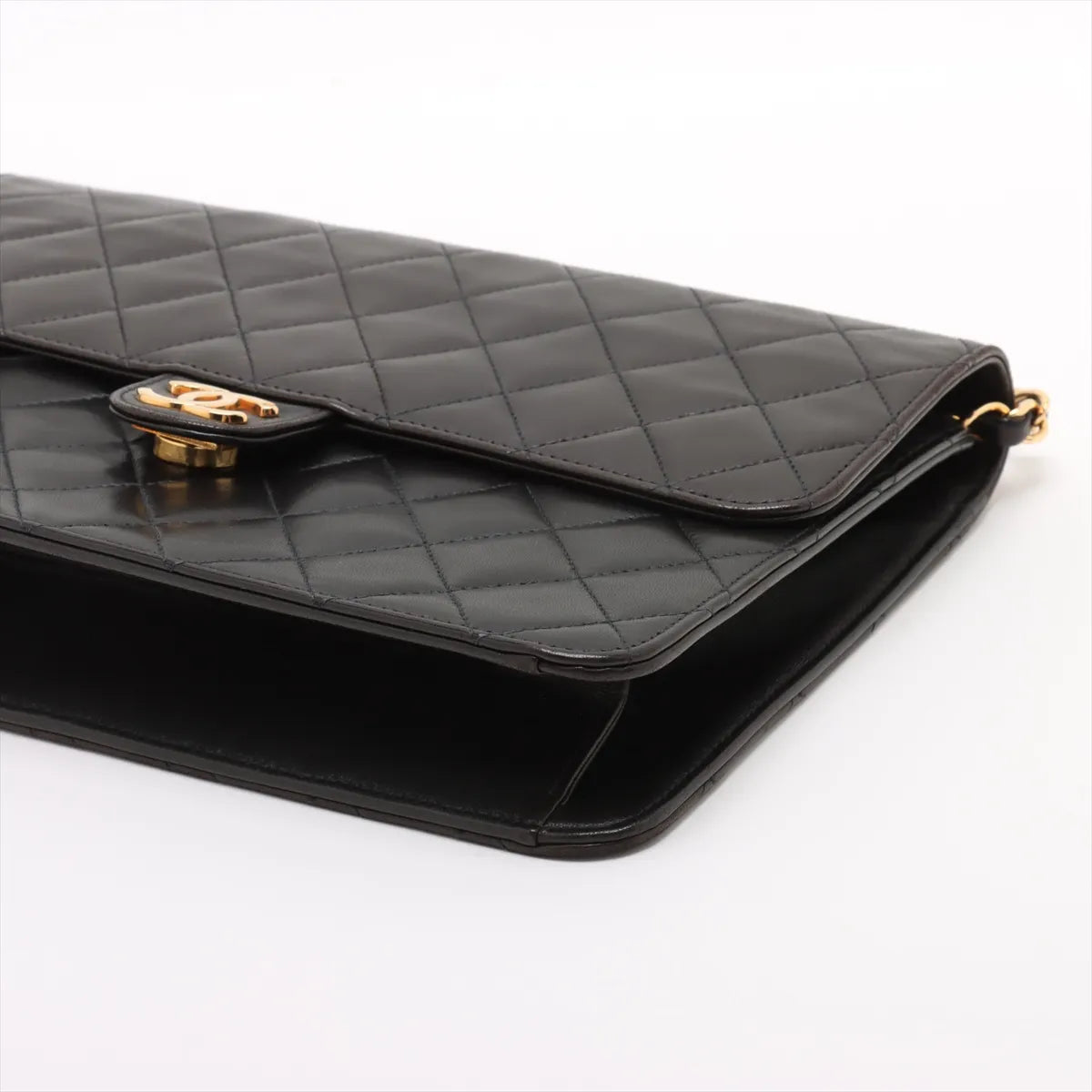 Chanel CC Logo Matelasse Lambskin Chain Shoulder Bag Black