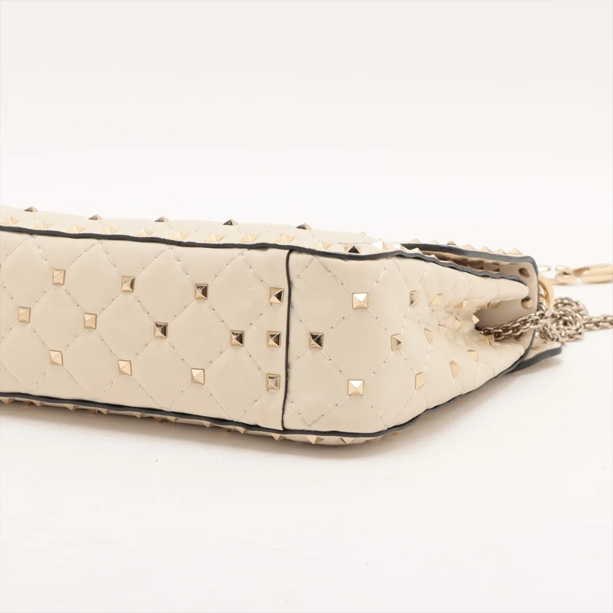 Valentino Garavani Matelasse Rockstud Leather Two-Way Chain Shoulder Bag Beige