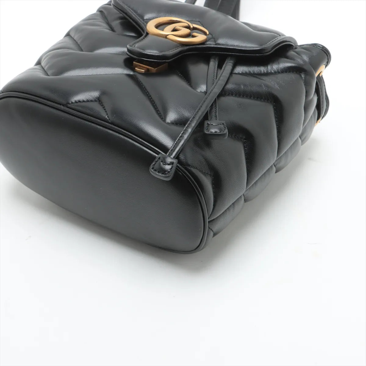 Gucci GG Marmont Chevron Leather Two-Way Backpack Black