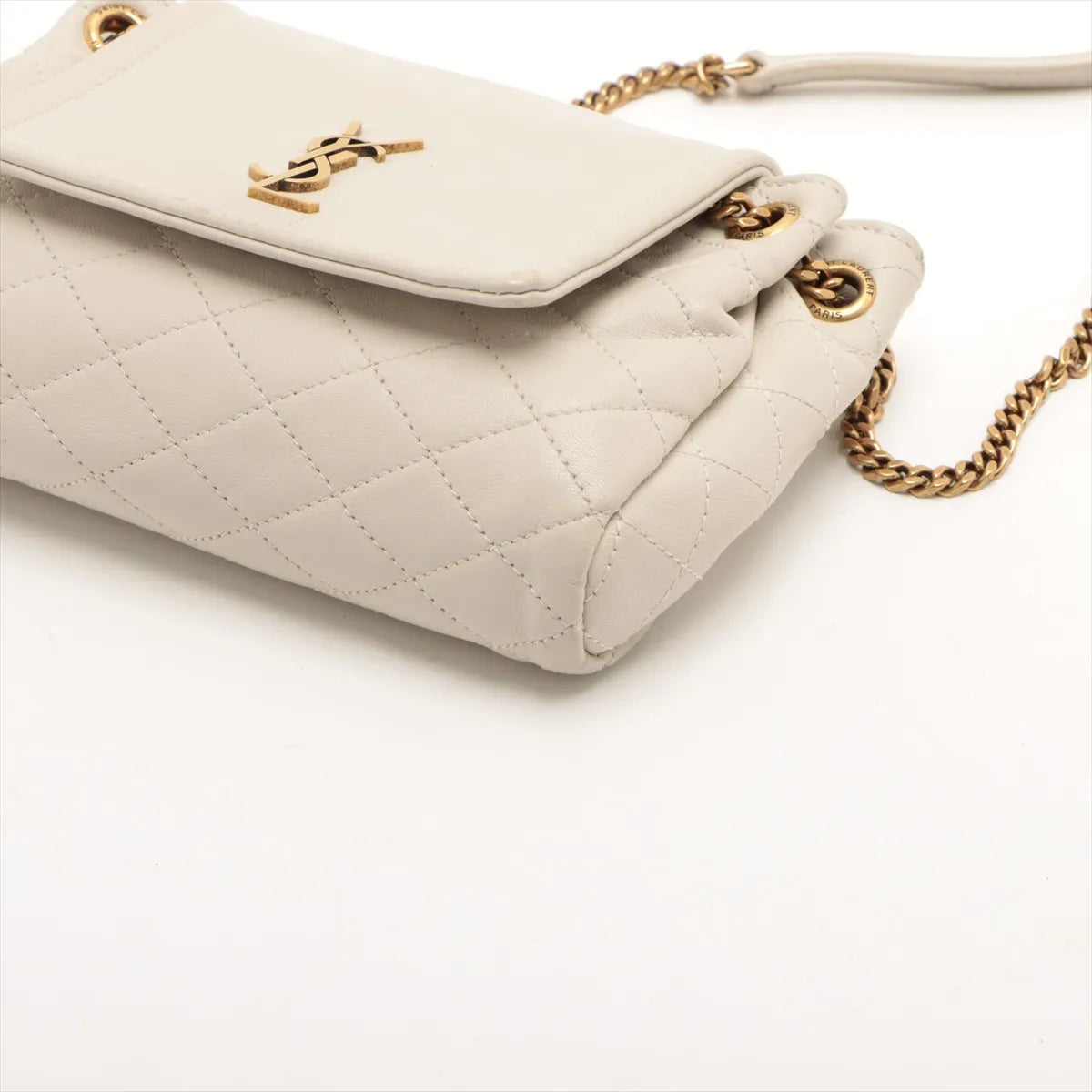Saint Laurent Paris Mini Nolita Leather Chain Shoulder Bag White