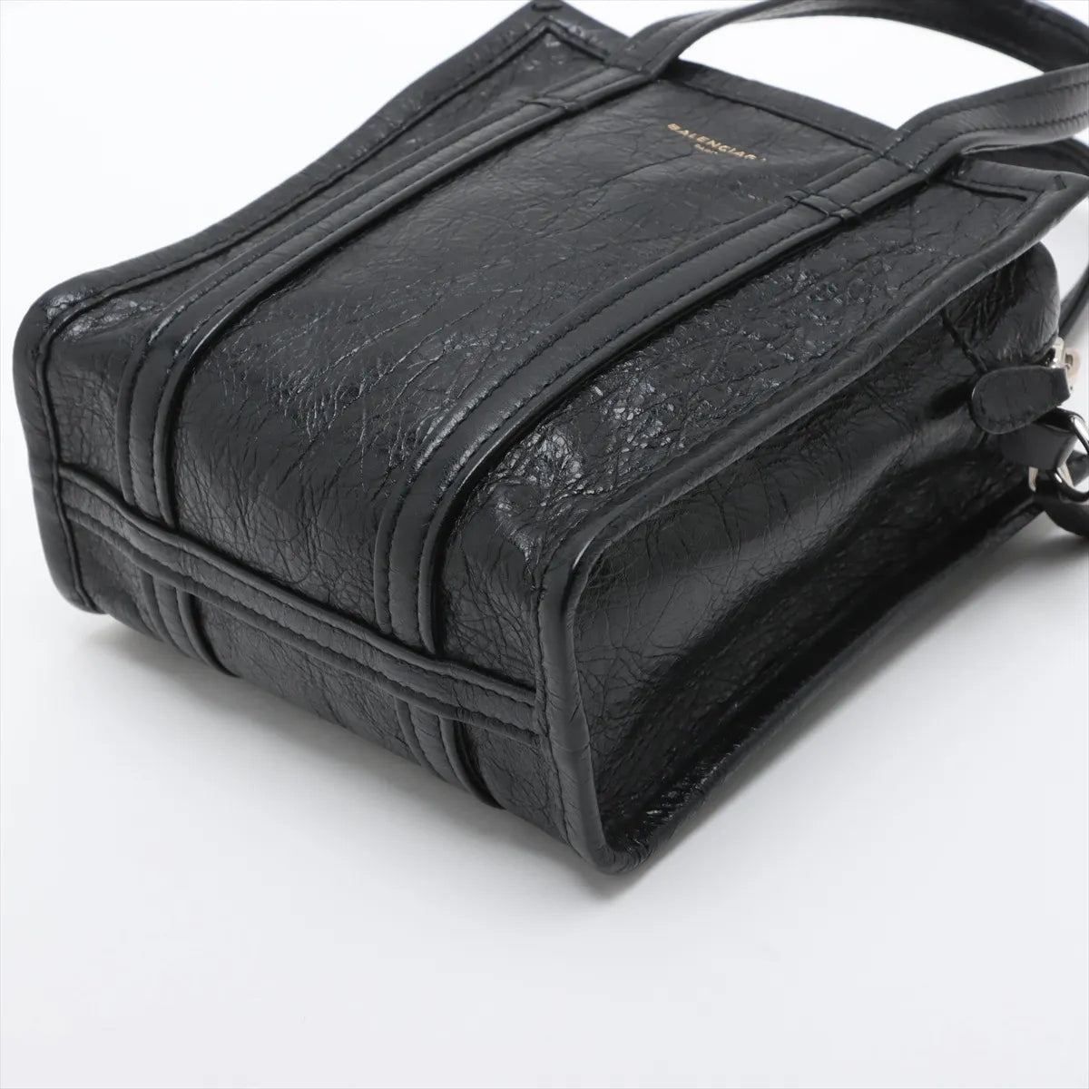 Balenciaga Bazar Shopper XXS Leather Two-Way Handbag Black