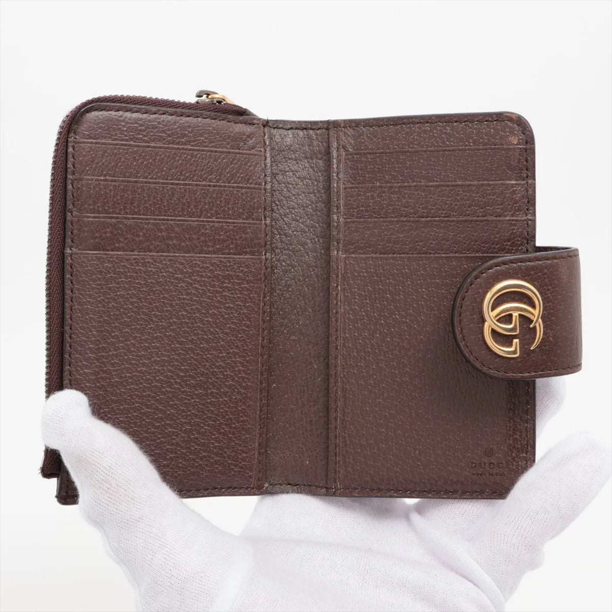 Gucci GG Supreme Ophidia Compact Wallet Brown