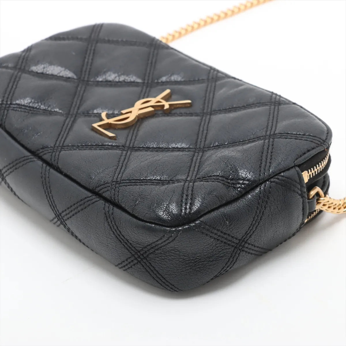 Saint Laurent Paris Becky Leather Chain Shoulder Bag Black