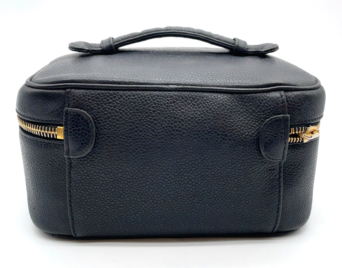 Chanel CC Logo Caviar Leather Vanity Bag Black