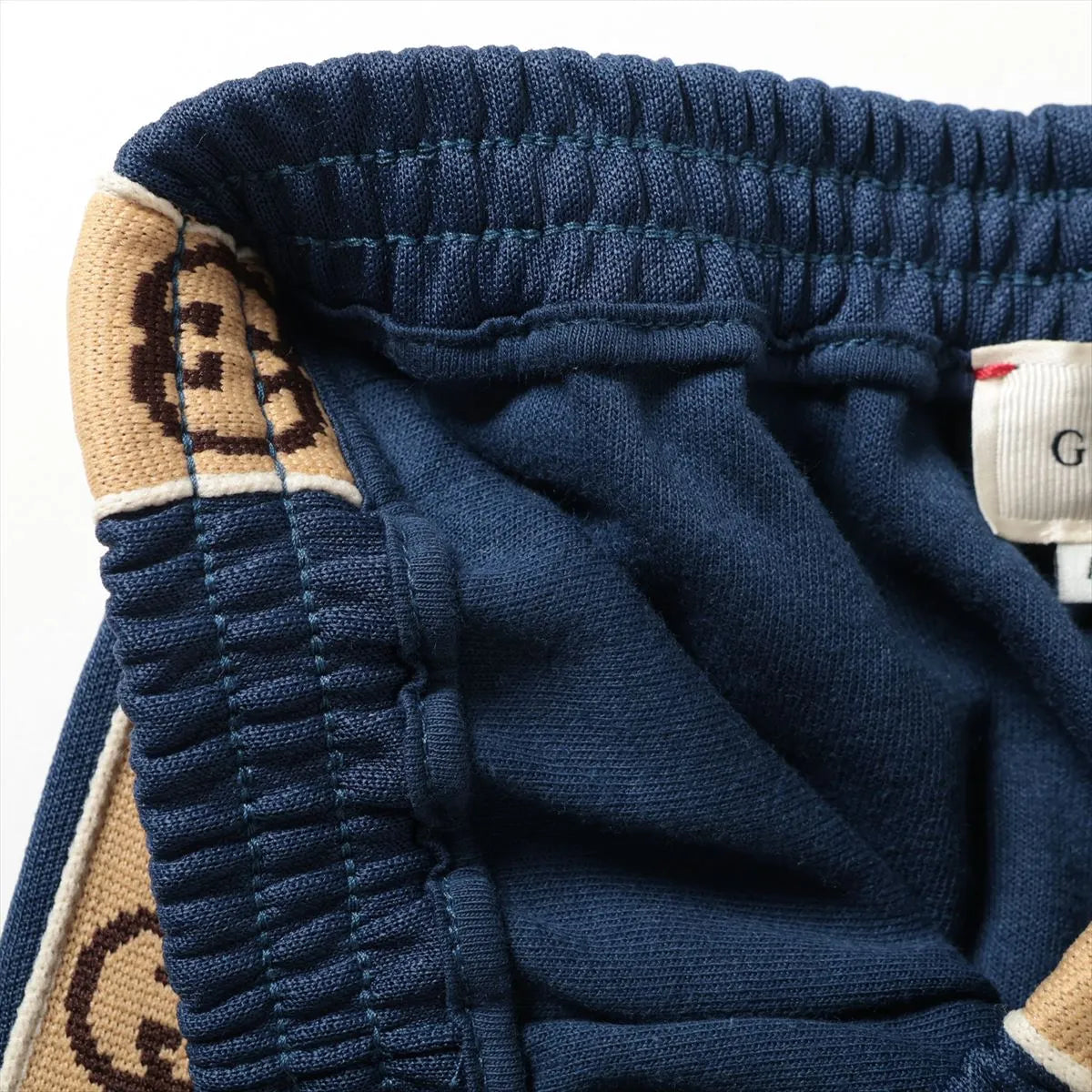 Gucci GG Logo Kid's Cotton Polyester Sweatpants Navy Blue