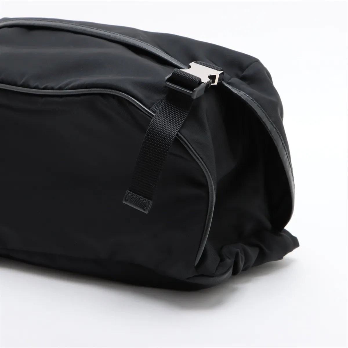 Prada Tessuto Nylon Leather Sling Bag Black