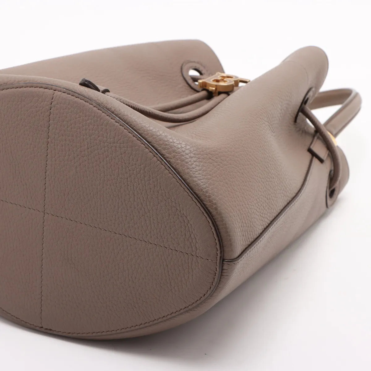 Burberry Small Drawstring Bucket Leather Two-Way Shoulder Bag Brown