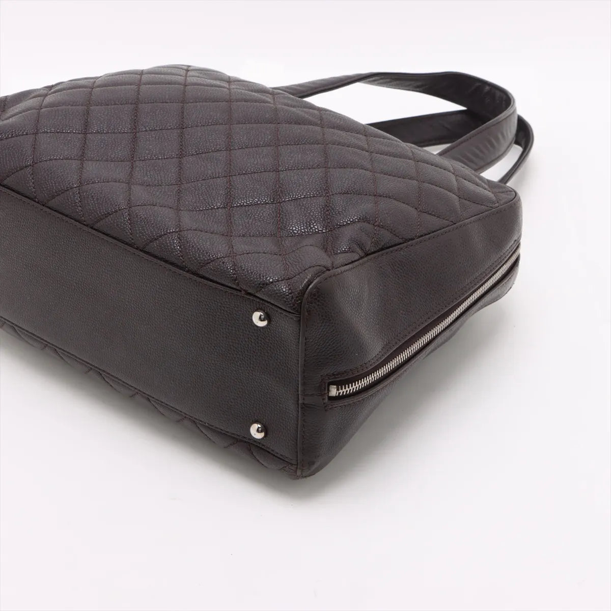 Chanel CC Logo Matelasse Caviar Skin Tote Bag Purple