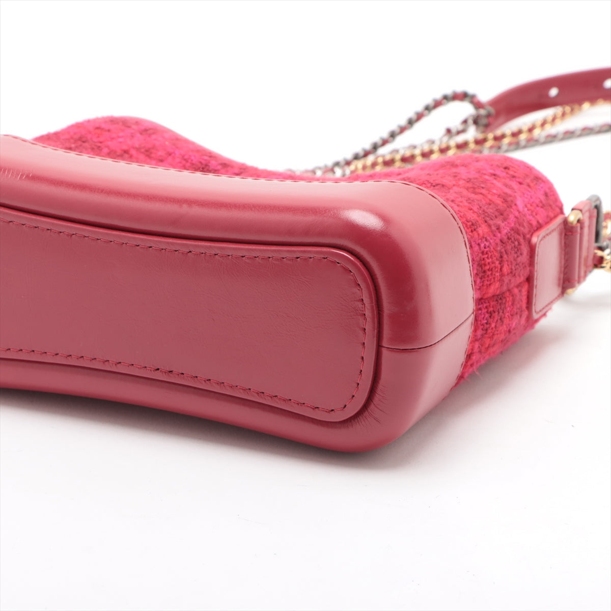Chanel Gabrielle Doo Tweed x Leather Chain Shoulder Bag Red * PREORDER *