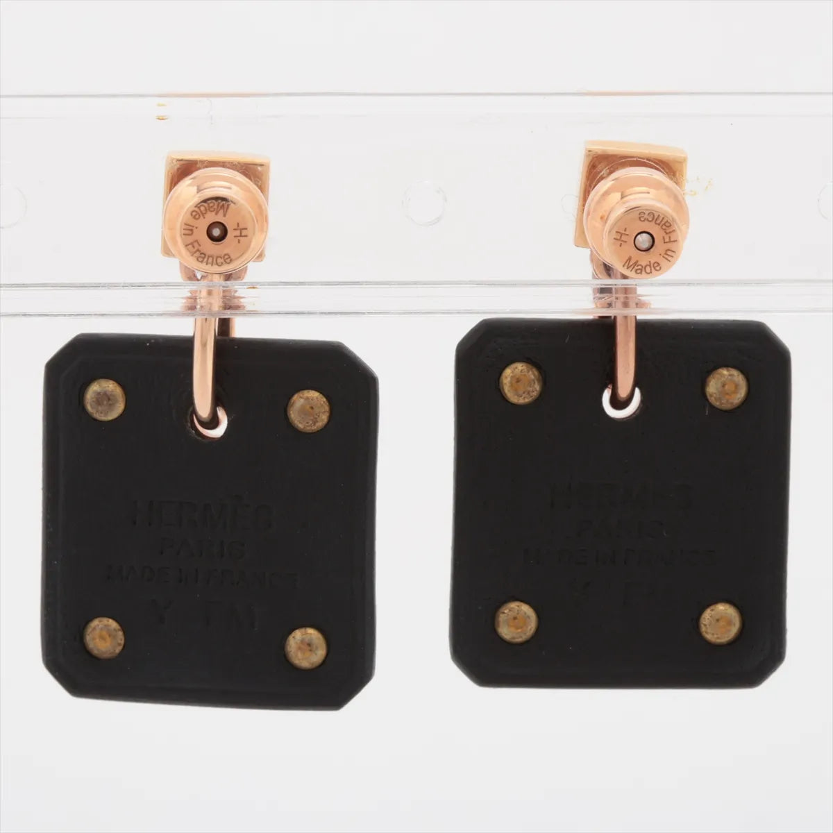 Hermes As de Coeur Earrings Champagne Gold x Black