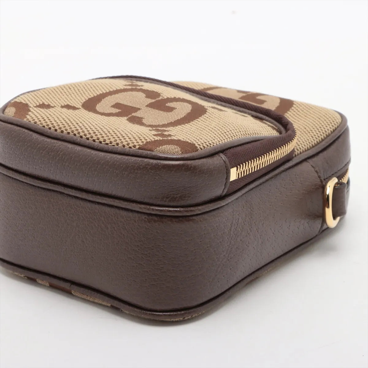 Gucci Jumbo GG Canvas Leather Shoulder Bag Beige
