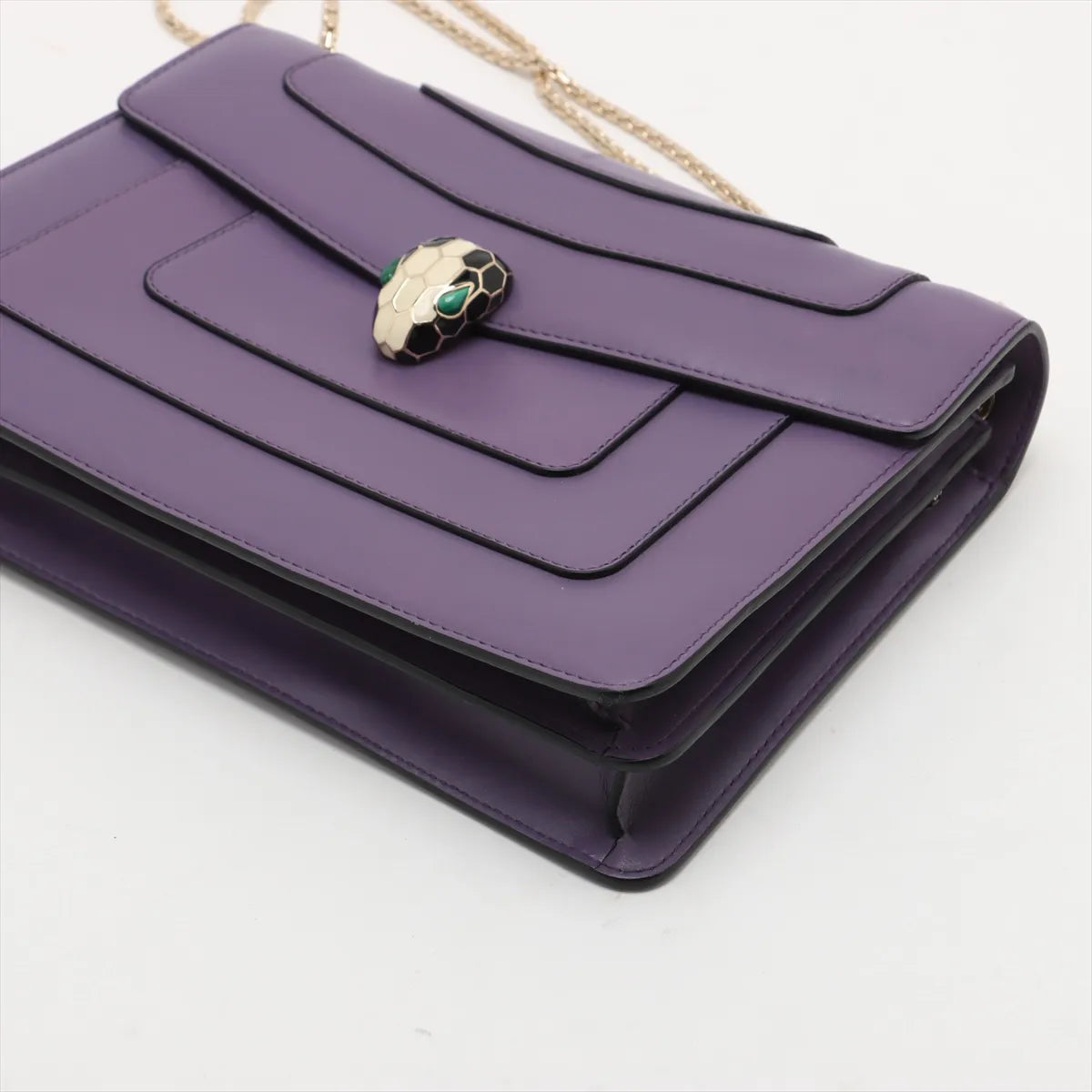 Bvlgari Serpenti Forever Leather Chain Shoulder Bag Purple