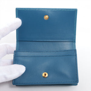 Prada Saffiano Leather Card Case Turquoise Blue