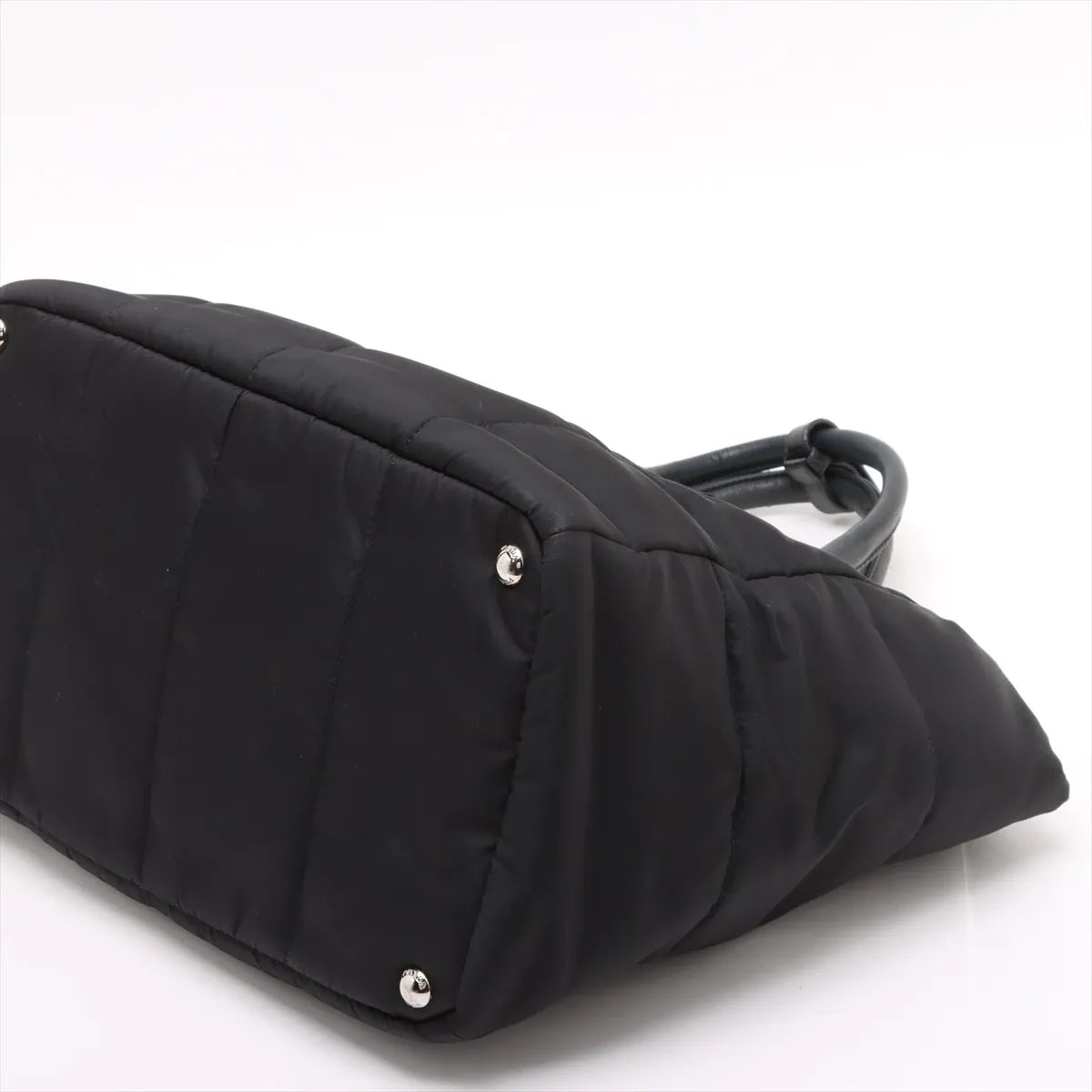 Prada Tessuto Bomber Nylon Leather Handbag Black