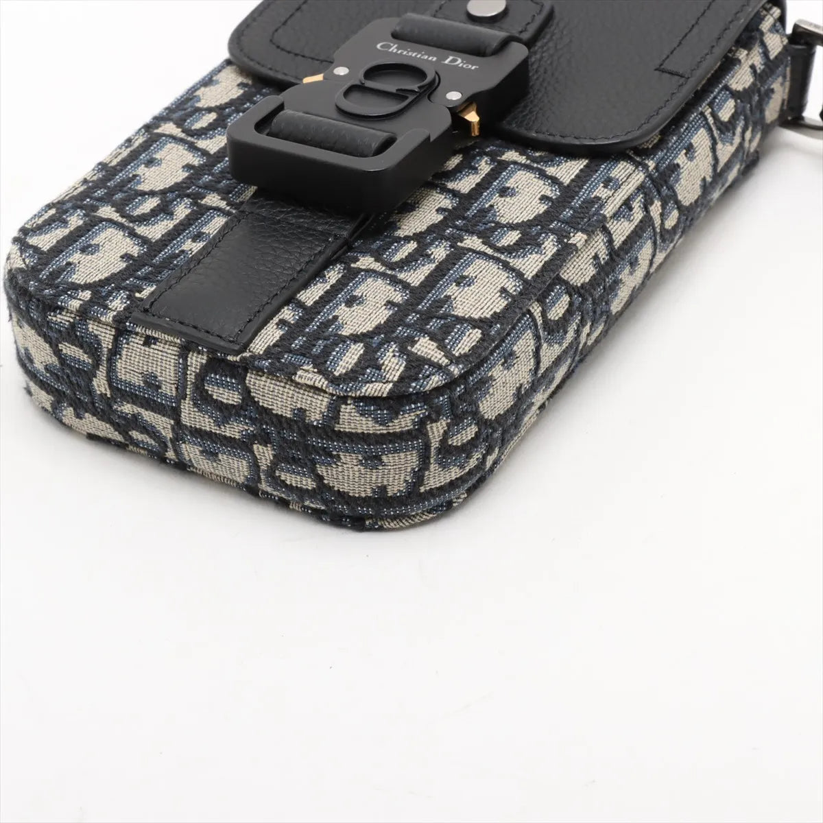 Dior Oblique Saddle Vertical Pouch Bag Navy Blue x Black