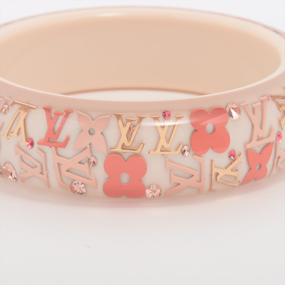 Louis Vuitton Monogram Floral Transparent Enamel Bangle Pink