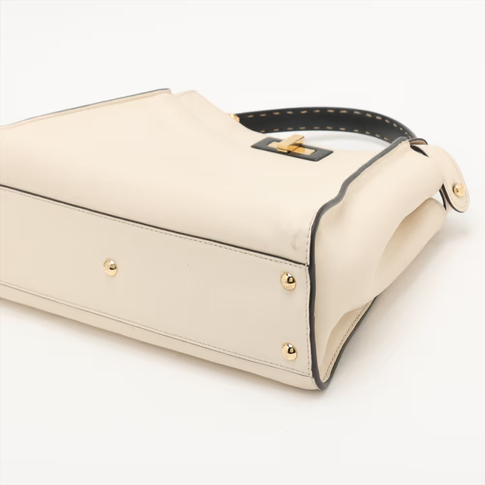 Fendi Peekaboo Regular Leather Two-Way Handbag White