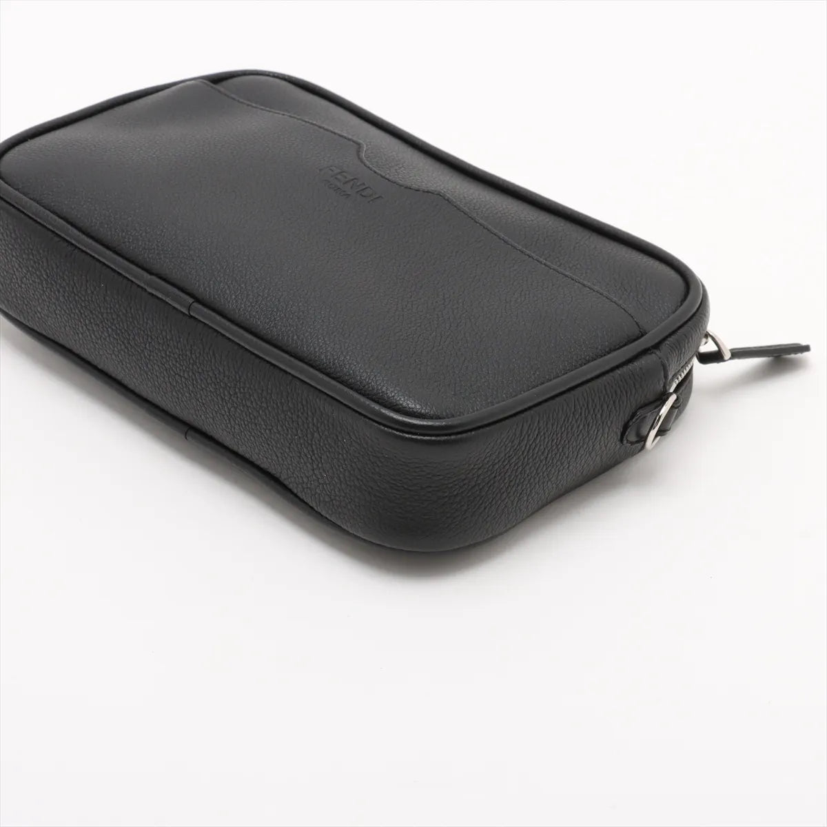 Fendi Logo Medium Leather Camera Bag Black