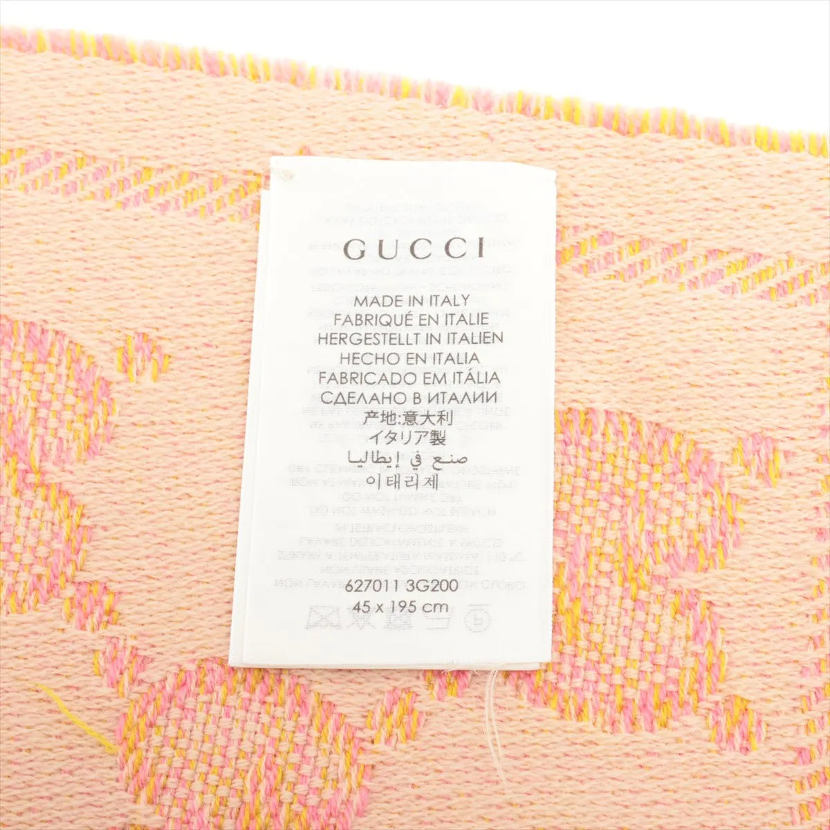 Gucci GG Logo Wool Scarf Orange x Pink
