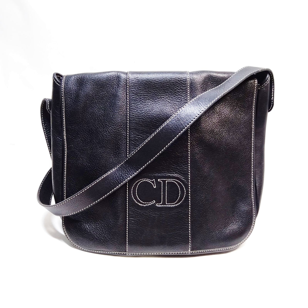Christian Dior Black Leather CD Shoulder Bag — product view