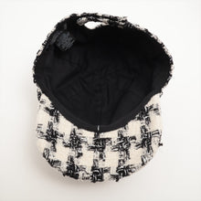 Load image into Gallery viewer, Chanel CC Logo Tweed  Cap White x Black