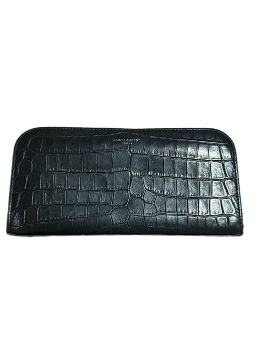 Saint Laurent Croc-Embossed Leather Zip Wallet