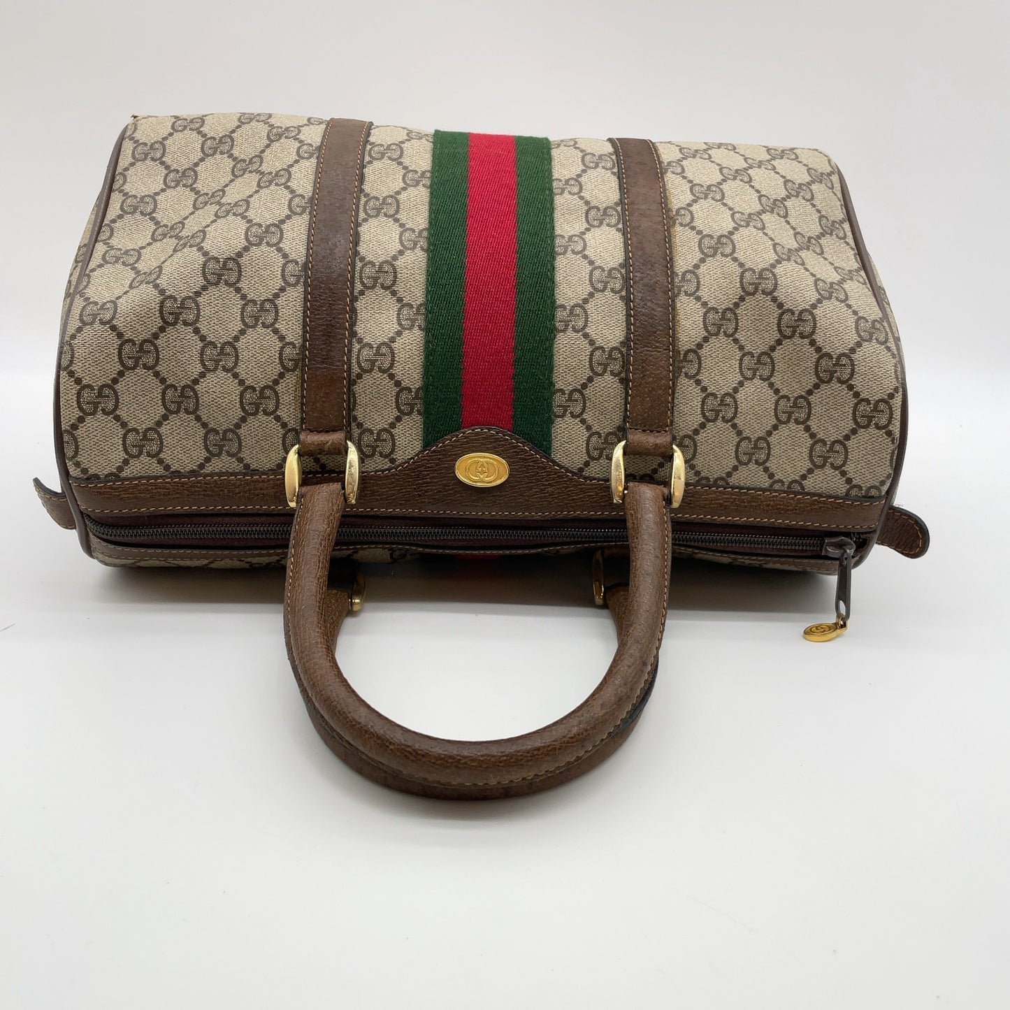 Gucci GG Supreme PVC Sherry Line Boston Bag Beige