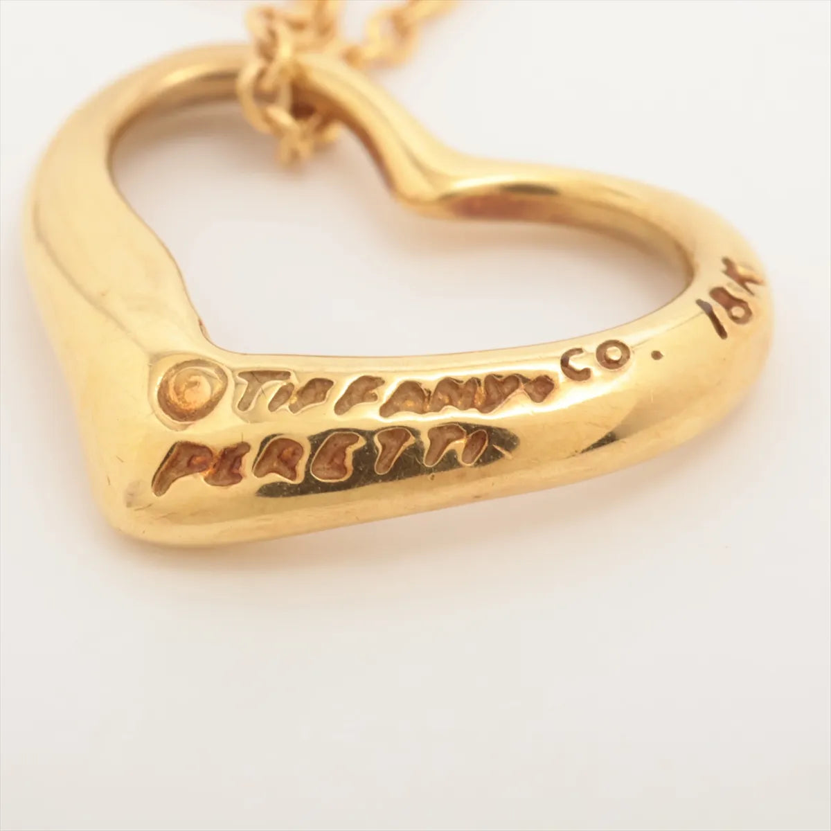 Tiffany & Co. Open Heart Pendant Necklace Yellow Gold