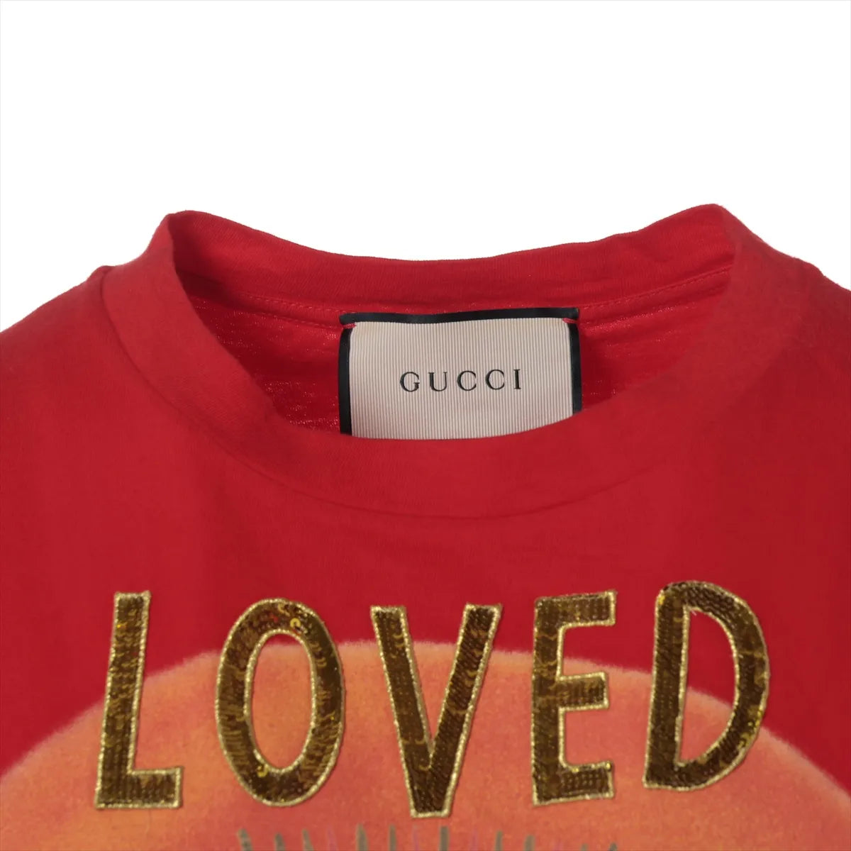 Gucci Sequins Tiger Cotton T-shirt Red