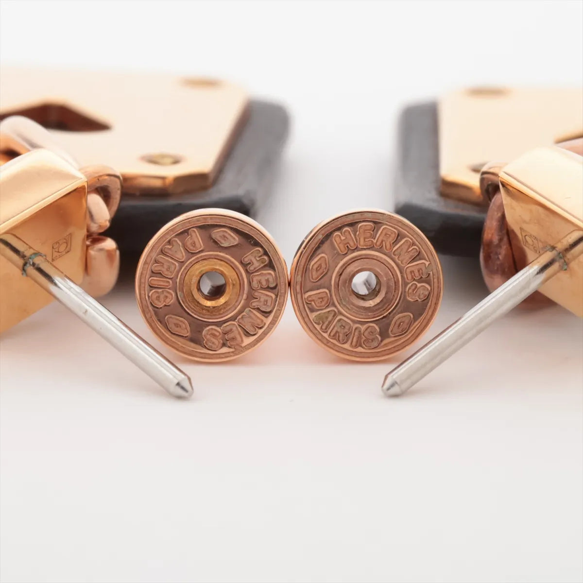 Hermes As de Coeur Earrings Champagne Gold x Black