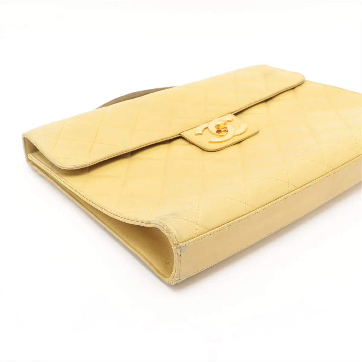 Chanel CC Logo Matelasse Lambskin Business Bag Yellow