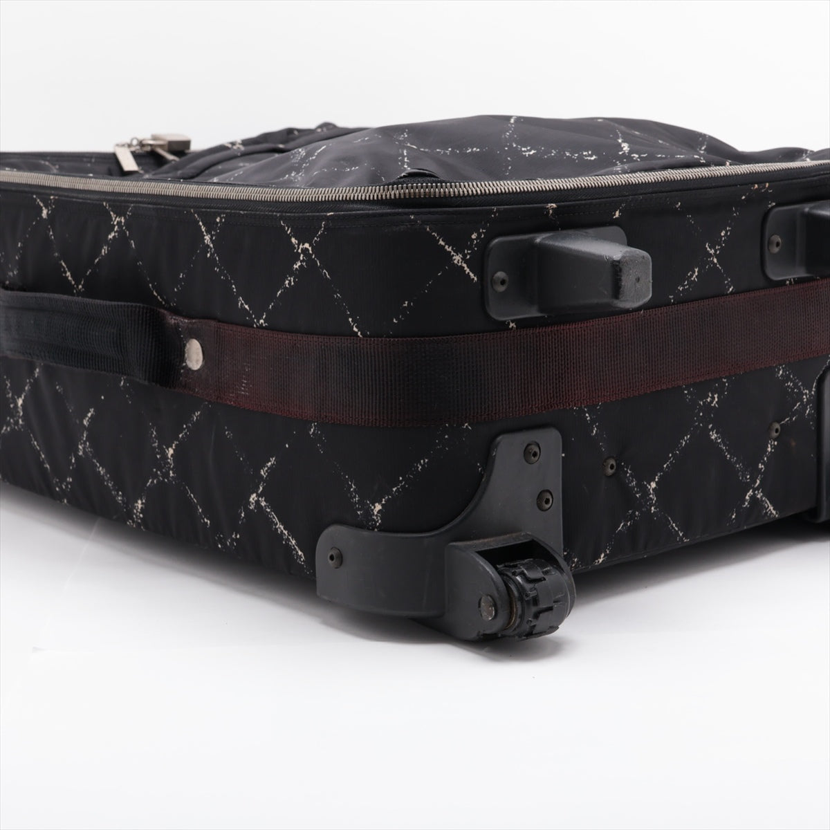 Chanel Vintage Matelasse Travel Line Nylon Suitcase Black