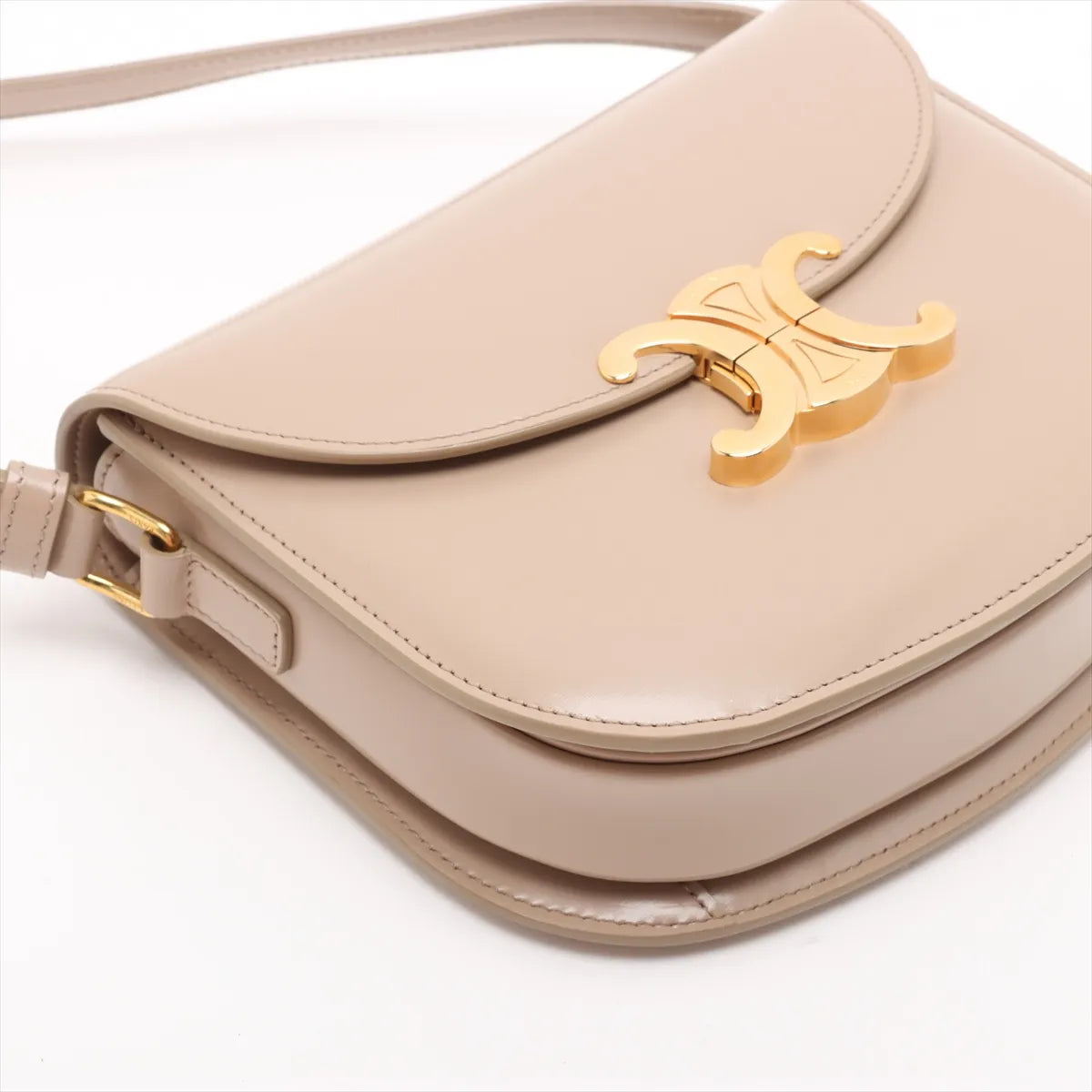 Celine Triomphe Leather Half-moon Shoulder Bag Beige