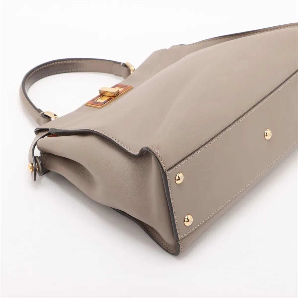 Fendi Peekaboo Regular Leather Two-Way Handbag Greige