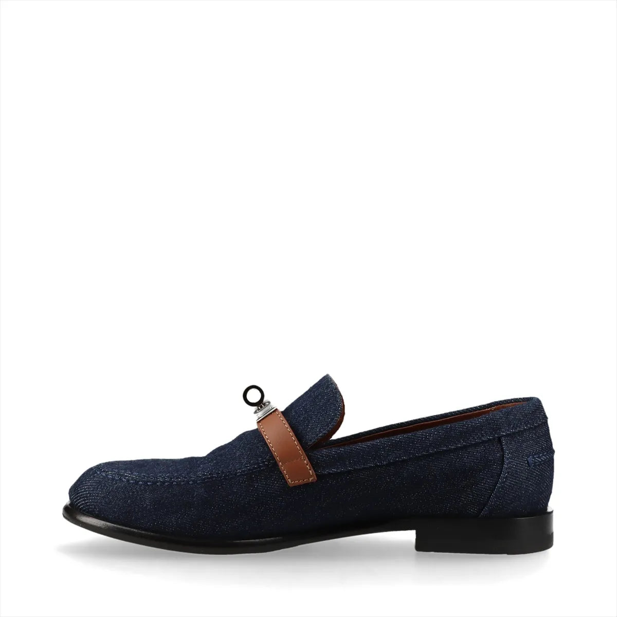 Hermès Kelly Denim Leather Loafer Navy x Brown