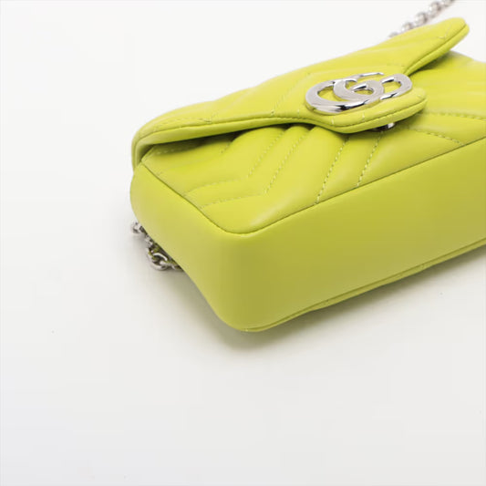 Gucci GG Marmont Leather Chain Shoulder Bag Avocado Green