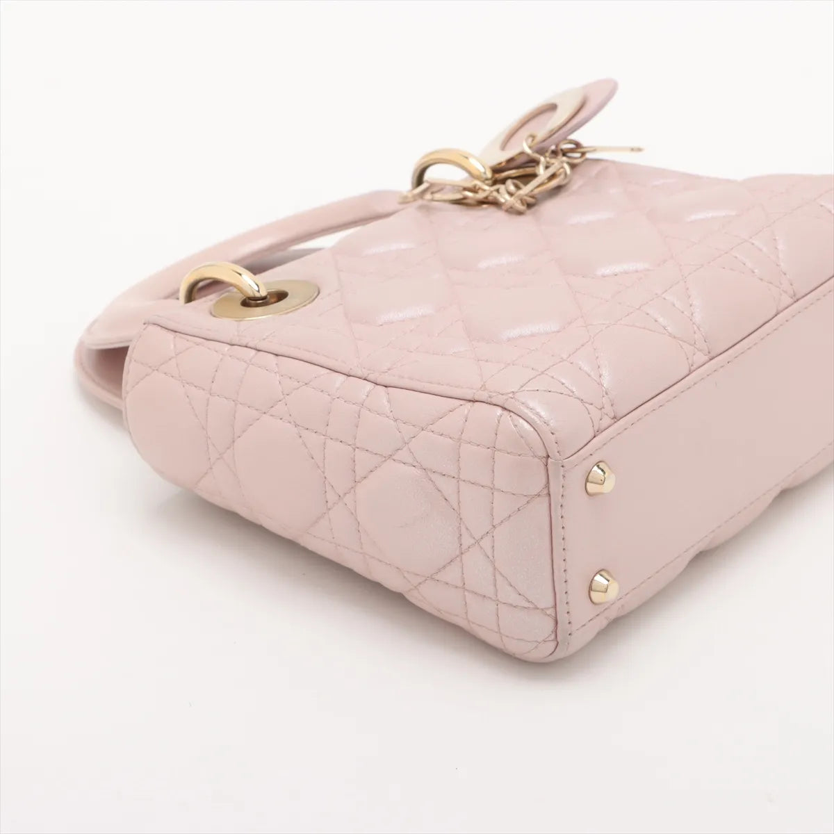 Christian Dior Cannage Mini Lady Dior Leather Two-Way Handbag Blush