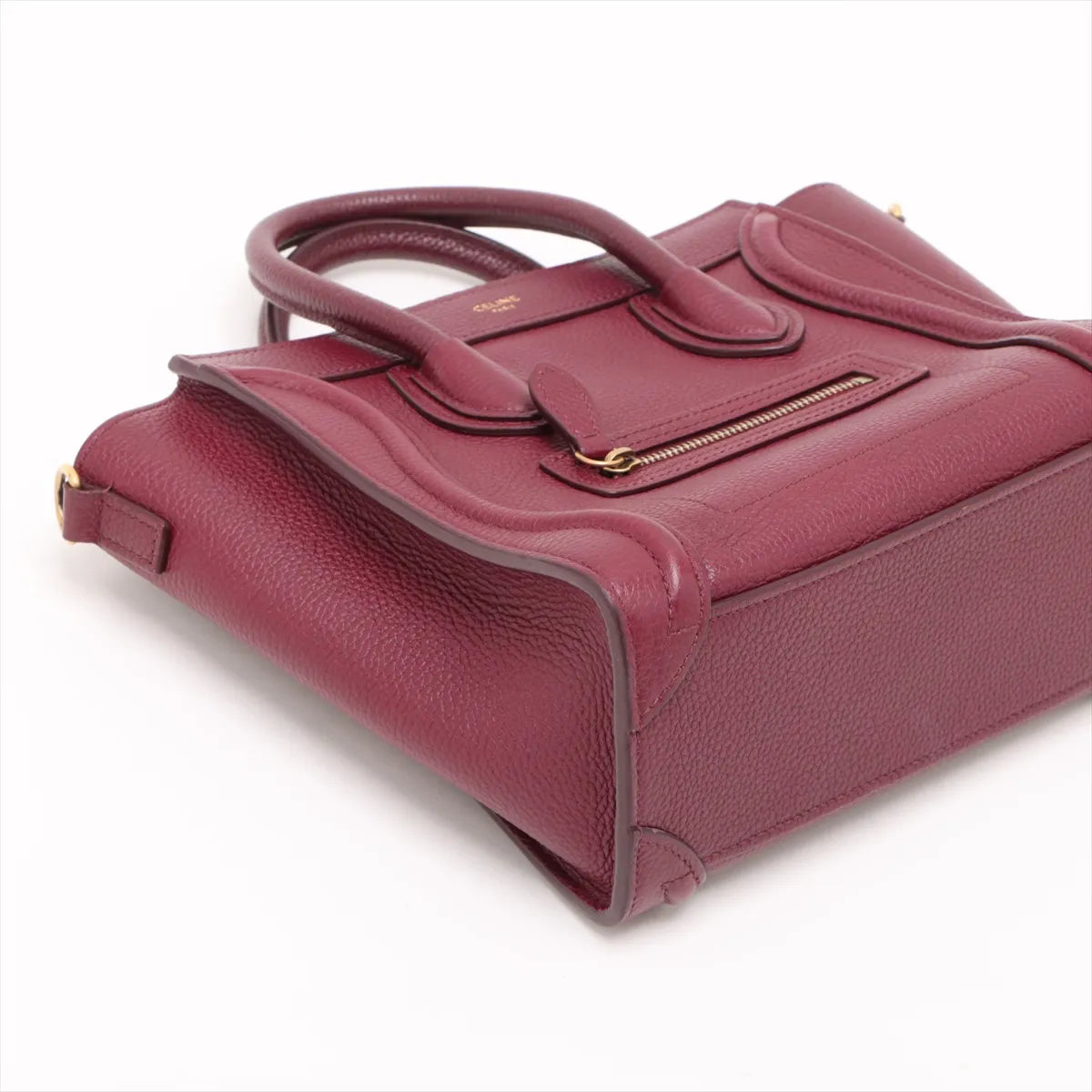 Celine Luggage Nano Shopper Leather Two-Way Shoulder Bag Bordeaux