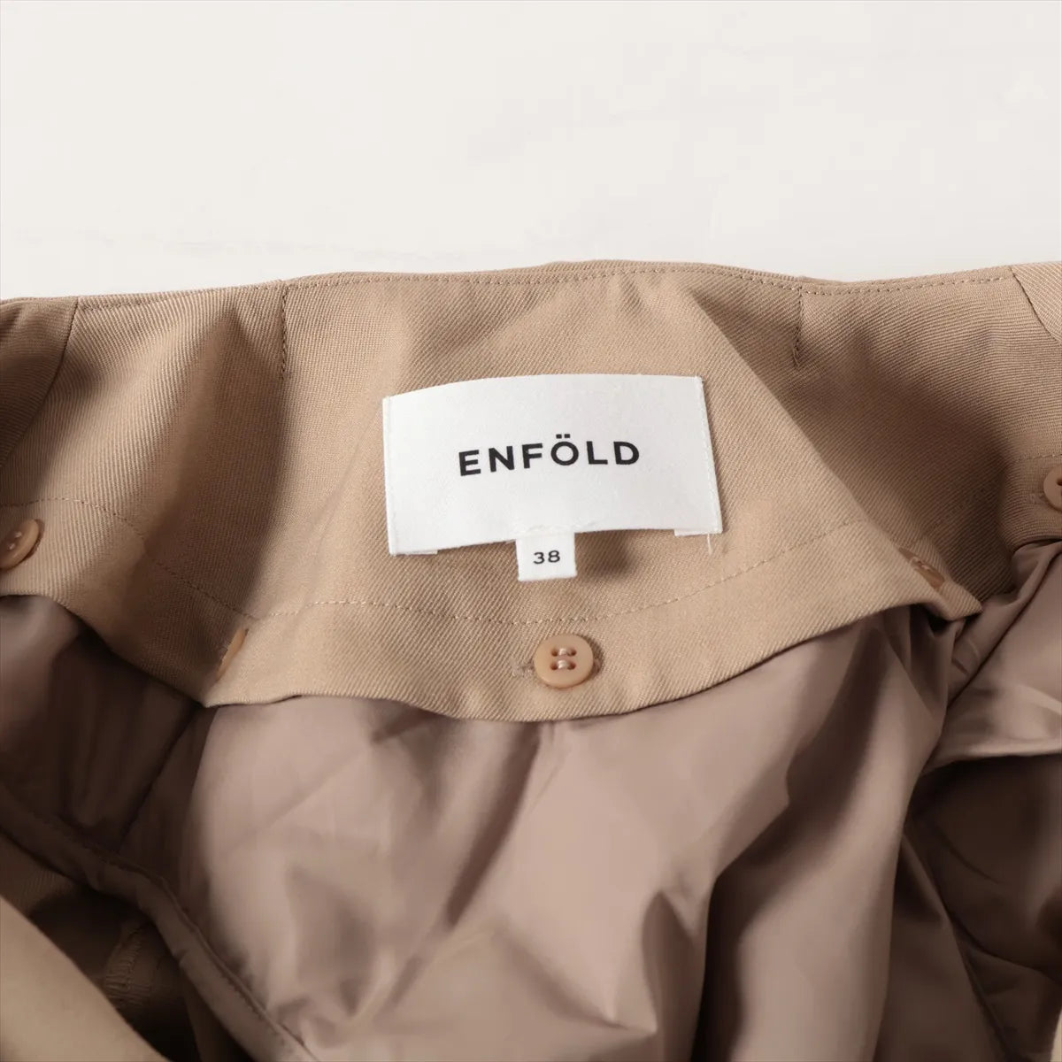 Enfold Wool Long Sleeve Trench Coat Beige