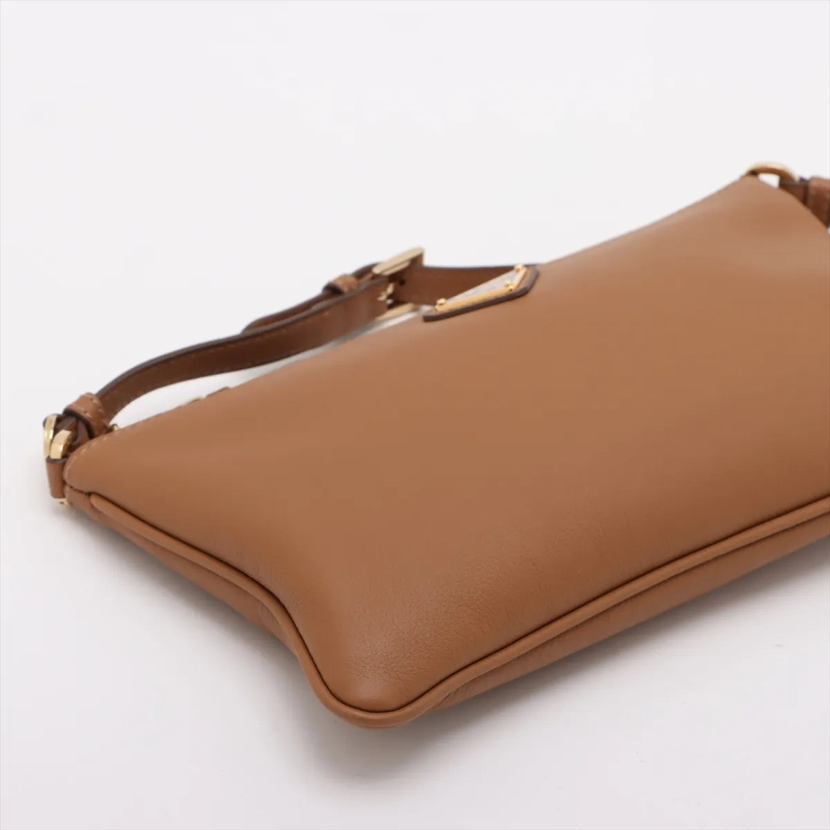 Prada Soft Grain Leather Shoulder Bag Brown
