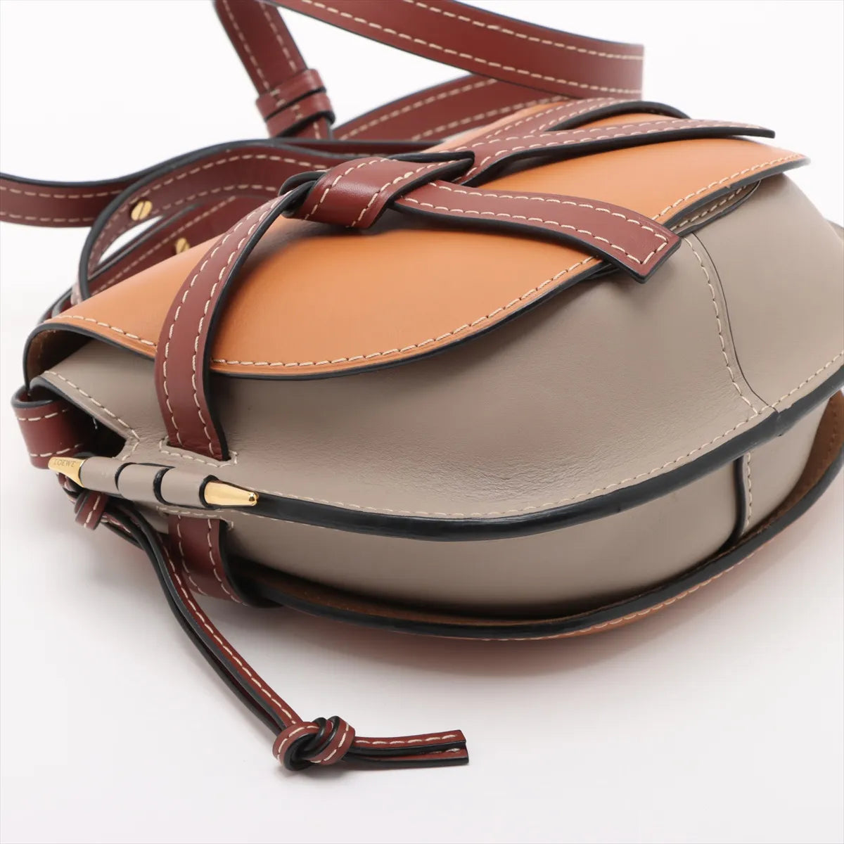 Loewe Small Leather Gate Shoulder Bag Brown x Gray